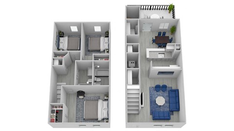 Floor plan for 3 beds, 2 baths, 1336 sqft